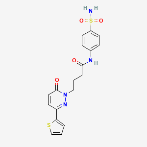 molecular formula C18H18N4O4S2 B6537115 4-[6-oxo-3-(thiophen-2-yl)-1,6-dihydropyridazin-1-yl]-N-(4-sulfamoylphenyl)butanamide CAS No. 1021260-18-3