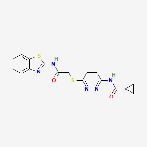 molecular formula C17H15N5O2S2 B6537661 N-[6-({[(1,3-benzothiazol-2-yl)carbamoyl]methyl}sulfanyl)pyridazin-3-yl]cyclopropanecarboxamide CAS No. 1021228-37-4