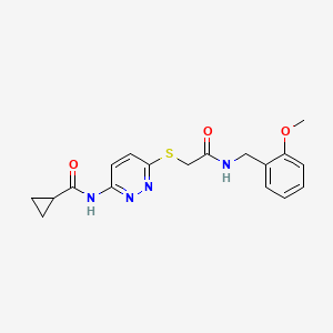 molecular formula C18H20N4O3S B6537709 N-{6-[({[(2-methoxyphenyl)methyl]carbamoyl}methyl)sulfanyl]pyridazin-3-yl}cyclopropanecarboxamide CAS No. 1021255-05-9