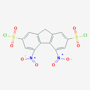 molecular formula C13H6Cl2N2O8S2 B065386 4,5-dinitro-9H-fluorene-2,7-disulfonyl dichloride CAS No. 192208-57-4