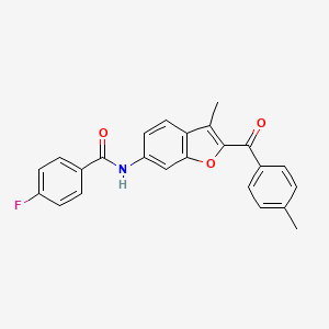 4-fluoro-N-[3-methyl-2-(4-methylbenzoyl)-1-benzofuran-6-yl]benzamide