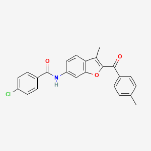 4-chloro-N-[3-methyl-2-(4-methylbenzoyl)-1-benzofuran-6-yl]benzamide