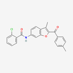2-chloro-N-[3-methyl-2-(4-methylbenzoyl)-1-benzofuran-6-yl]benzamide