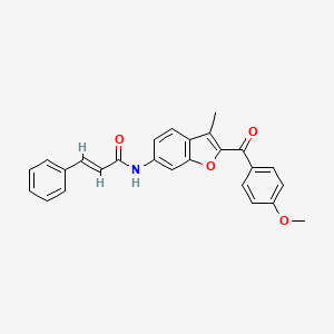 (2E)-N-[2-(4-methoxybenzoyl)-3-methyl-1-benzofuran-6-yl]-3-phenylprop-2-enamide