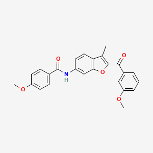 molecular formula C25H21NO5 B6544066 4-methoxy-N-[2-(3-methoxybenzoyl)-3-methyl-1-benzofuran-6-yl]benzamide CAS No. 929471-67-0