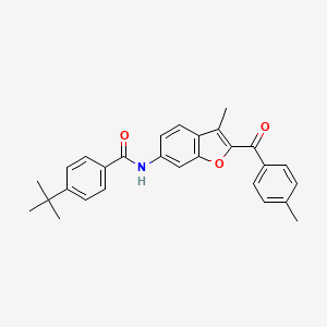 molecular formula C28H27NO3 B6544118 4-tert-butyl-N-[3-methyl-2-(4-methylbenzoyl)-1-benzofuran-6-yl]benzamide CAS No. 929471-06-7