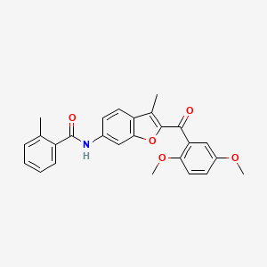 molecular formula C26H23NO5 B6544126 N-[2-(2,5-dimethoxybenzoyl)-3-methyl-1-benzofuran-6-yl]-2-methylbenzamide CAS No. 929504-39-2