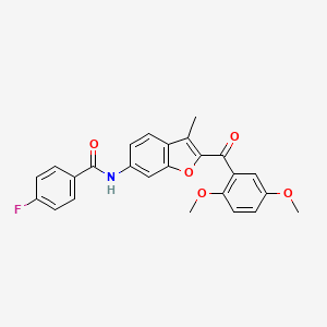 molecular formula C25H20FNO5 B6544140 N-[2-(2,5-dimethoxybenzoyl)-3-methyl-1-benzofuran-6-yl]-4-fluorobenzamide CAS No. 929504-36-9