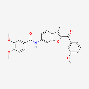 3,4-dimethoxy-N-[2-(3-methoxybenzoyl)-3-methyl-1-benzofuran-6-yl]benzamide