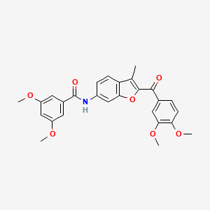 molecular formula C27H25NO7 B6544251 N-[2-(3,4-dimethoxybenzoyl)-3-methyl-1-benzofuran-6-yl]-3,5-dimethoxybenzamide CAS No. 929371-82-4