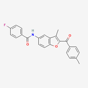 4-fluoro-N-[3-methyl-2-(4-methylbenzoyl)-1-benzofuran-5-yl]benzamide