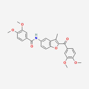 molecular formula C27H25NO7 B6544500 N-[2-(3,4-dimethoxybenzoyl)-3-methyl-1-benzofuran-5-yl]-3,4-dimethoxybenzamide CAS No. 929504-54-1