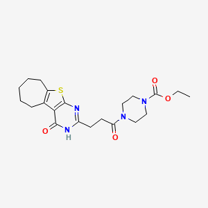 molecular formula C21H28N4O4S B6544640 ethyl 4-(3-{3-oxo-8-thia-4,6-diazatricyclo[7.5.0.0^{2,7}]tetradeca-1(9),2(7),5-trien-5-yl}propanoyl)piperazine-1-carboxylate CAS No. 1019161-13-7