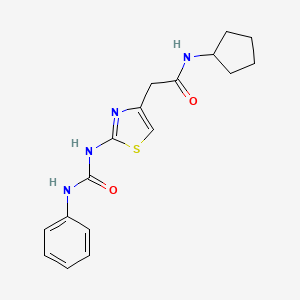 molecular formula C17H20N4O2S B6545142 N-cyclopentyl-2-{2-[(phenylcarbamoyl)amino]-1,3-thiazol-4-yl}acetamide CAS No. 946325-09-3