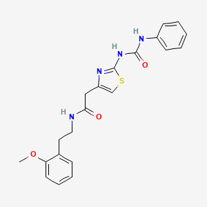 molecular formula C21H22N4O3S B6545150 N-[2-(2-methoxyphenyl)ethyl]-2-{2-[(phenylcarbamoyl)amino]-1,3-thiazol-4-yl}acetamide CAS No. 946374-06-7
