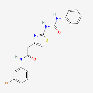 molecular formula C18H15BrN4O2S B6545163 N-(3-bromophenyl)-2-{2-[(phenylcarbamoyl)amino]-1,3-thiazol-4-yl}acetamide CAS No. 946224-19-7