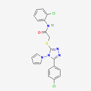 molecular formula C20H15Cl2N5OS B6546207 N-(2-chlorophenyl)-2-{[5-(4-chlorophenyl)-4-(1H-pyrrol-1-yl)-4H-1,2,4-triazol-3-yl]sulfanyl}acetamide CAS No. 896308-57-9