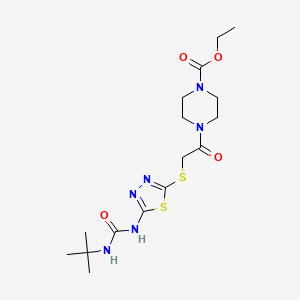 molecular formula C16H26N6O4S2 B6546617 ethyl 4-[2-({5-[(tert-butylcarbamoyl)amino]-1,3,4-thiadiazol-2-yl}sulfanyl)acetyl]piperazine-1-carboxylate CAS No. 886939-11-3