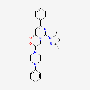 B6546650 2-(3,5-dimethyl-1H-pyrazol-1-yl)-3-[2-oxo-2-(4-phenylpiperazin-1-yl)ethyl]-6-phenyl-3,4-dihydropyrimidin-4-one CAS No. 1019097-35-8
