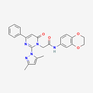 B6546653 N-(2,3-dihydro-1,4-benzodioxin-6-yl)-2-[2-(3,5-dimethyl-1H-pyrazol-1-yl)-6-oxo-4-phenyl-1,6-dihydropyrimidin-1-yl]acetamide CAS No. 1019097-72-3