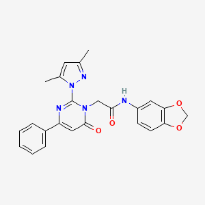 molecular formula C24H21N5O4 B6546654 N-(2H-1,3-benzodioxol-5-yl)-2-[2-(3,5-dimethyl-1H-pyrazol-1-yl)-6-oxo-4-phenyl-1,6-dihydropyrimidin-1-yl]acetamide CAS No. 1019097-69-8