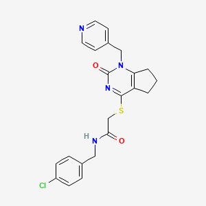 molecular formula C22H21ClN4O2S B6546669 N-[(4-chlorophenyl)methyl]-2-({2-oxo-1-[(pyridin-4-yl)methyl]-1H,2H,5H,6H,7H-cyclopenta[d]pyrimidin-4-yl}sulfanyl)acetamide CAS No. 946373-66-6