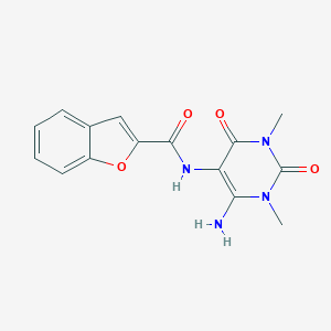 molecular formula C15H14N4O4 B065467 N-(4-amino-1,3-dimethyl-2,6-dioxopyrimidin-5-yl)-1-benzofuran-2-carboxamide CAS No. 166115-82-8
