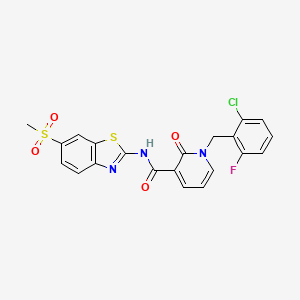 molecular formula C21H15ClFN3O4S2 B6546761 1-[(2-chloro-6-fluorophenyl)methyl]-N-(6-methanesulfonyl-1,3-benzothiazol-2-yl)-2-oxo-1,2-dihydropyridine-3-carboxamide CAS No. 946355-77-7