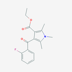 molecular formula C17H18FNO3 B065476 1H-Pyrrole-3-carboxylic acid, 4-(2-fluorobenzoyl)-1,2,5-trimethyl-, ethyl ester CAS No. 162152-09-2