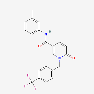 molecular formula C21H17F3N2O2 B6547713 N-(3-methylphenyl)-6-oxo-1-{[4-(trifluoromethyl)phenyl]methyl}-1,6-dihydropyridine-3-carboxamide CAS No. 946280-66-6