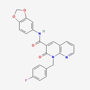 molecular formula C23H16FN3O4 B6547936 N-(2H-1,3-benzodioxol-5-yl)-1-[(4-fluorophenyl)methyl]-2-oxo-1,2-dihydro-1,8-naphthyridine-3-carboxamide CAS No. 946331-62-0