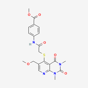 molecular formula C21H22N4O6S B6548210 methyl 4-(2-{[6-(methoxymethyl)-1,3-dimethyl-2,4-dioxo-1H,2H,3H,4H-pyrido[2,3-d]pyrimidin-5-yl]sulfanyl}acetamido)benzoate CAS No. 946226-79-5