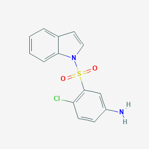 molecular formula C14H11ClN2O2S B065493 1H-Indole, 1-((5-amino-2-chlorophenyl)sulfonyl)- CAS No. 173908-48-0