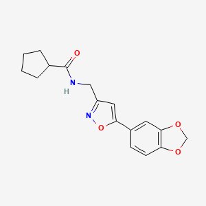 molecular formula C17H18N2O4 B6549374 N-{[5-(2H-1,3-benzodioxol-5-yl)-1,2-oxazol-3-yl]methyl}cyclopentanecarboxamide CAS No. 1040639-22-2