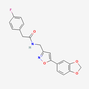 molecular formula C19H15FN2O4 B6549504 N-{[5-(2H-1,3-benzodioxol-5-yl)-1,2-oxazol-3-yl]methyl}-2-(4-fluorophenyl)acetamide CAS No. 1040641-31-3