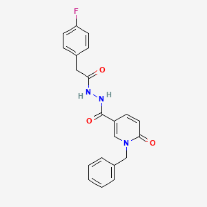 molecular formula C21H18FN3O3 B6549637 N'-(1-benzyl-6-oxo-1,6-dihydropyridine-3-carbonyl)-2-(4-fluorophenyl)acetohydrazide CAS No. 1040651-66-8