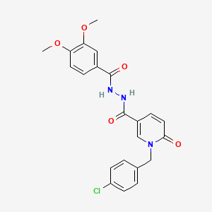 molecular formula C22H20ClN3O5 B6549761 N'-{1-[(4-chlorophenyl)methyl]-6-oxo-1,6-dihydropyridine-3-carbonyl}-3,4-dimethoxybenzohydrazide CAS No. 1040665-36-8