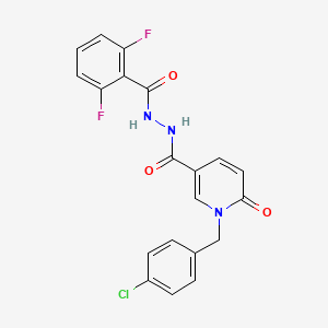 molecular formula C20H14ClF2N3O3 B6549774 N'-{1-[(4-chlorophenyl)methyl]-6-oxo-1,6-dihydropyridine-3-carbonyl}-2,6-difluorobenzohydrazide CAS No. 1040665-60-8