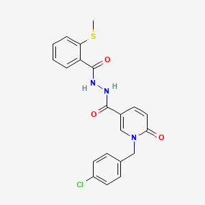 molecular formula C21H18ClN3O3S B6549791 N'-{1-[(4-chlorophenyl)methyl]-6-oxo-1,6-dihydropyridine-3-carbonyl}-2-(methylsulfanyl)benzohydrazide CAS No. 1040666-19-0