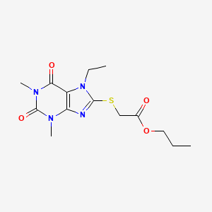 molecular formula C14H20N4O4S B6549909 propyl 2-((7-ethyl-1,3-dimethyl-2,6-dioxo-2,3,6,7-tetrahydro-1H-purin-8-yl)thio)acetate CAS No. 1040668-78-7
