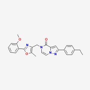 molecular formula C26H24N4O3 B6550260 2-(4-ethylphenyl)-5-{[2-(2-methoxyphenyl)-5-methyl-1,3-oxazol-4-yl]methyl}-4H,5H-pyrazolo[1,5-a]pyrazin-4-one CAS No. 1040674-98-3