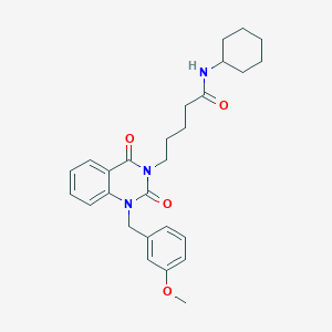 molecular formula C27H33N3O4 B6550512 N-cyclohexyl-5-{1-[(3-methoxyphenyl)methyl]-2,4-dioxo-1,2,3,4-tetrahydroquinazolin-3-yl}pentanamide CAS No. 1040680-69-0