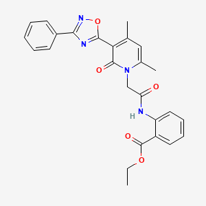 molecular formula C26H24N4O5 B6550587 ethyl 2-{2-[4,6-dimethyl-2-oxo-3-(3-phenyl-1,2,4-oxadiazol-5-yl)-1,2-dihydropyridin-1-yl]acetamido}benzoate CAS No. 1040683-01-9