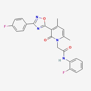 molecular formula C23H18F2N4O3 B6550596 N-(2-fluorophenyl)-2-{3-[3-(4-fluorophenyl)-1,2,4-oxadiazol-5-yl]-4,6-dimethyl-2-oxo-1,2-dihydropyridin-1-yl}acetamide CAS No. 1040684-08-9