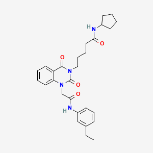 molecular formula C28H34N4O4 B6550646 N-cyclopentyl-5-(1-{[(3-ethylphenyl)carbamoyl]methyl}-2,4-dioxo-1,2,3,4-tetrahydroquinazolin-3-yl)pentanamide CAS No. 1040655-29-5