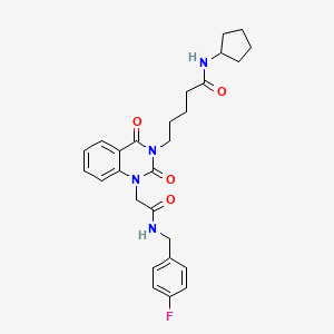 molecular formula C27H31FN4O4 B6550668 N-cyclopentyl-5-[1-({[(4-fluorophenyl)methyl]carbamoyl}methyl)-2,4-dioxo-1,2,3,4-tetrahydroquinazolin-3-yl]pentanamide CAS No. 1040655-44-4