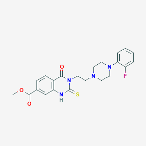 molecular formula C22H23FN4O3S B6550670 methyl 3-{2-[4-(2-fluorophenyl)piperazin-1-yl]ethyl}-4-oxo-2-sulfanylidene-1,2,3,4-tetrahydroquinazoline-7-carboxylate CAS No. 1040655-60-4