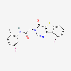 molecular formula C19H13F2N3O2S B6550712 N-(5-fluoro-2-methylphenyl)-2-{13-fluoro-6-oxo-8-thia-3,5-diazatricyclo[7.4.0.0^{2,7}]trideca-1(13),2(7),3,9,11-pentaen-5-yl}acetamide CAS No. 1040656-12-9