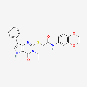 molecular formula C24H22N4O4S B6550722 N-(2,3-dihydro-1,4-benzodioxin-6-yl)-2-({3-ethyl-4-oxo-7-phenyl-3H,4H,5H-pyrrolo[3,2-d]pyrimidin-2-yl}sulfanyl)acetamide CAS No. 1040656-71-0
