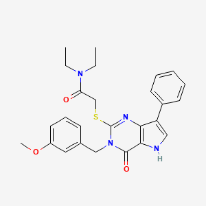 molecular formula C26H28N4O3S B6550723 N,N-diethyl-2-({3-[(3-methoxyphenyl)methyl]-4-oxo-7-phenyl-3H,4H,5H-pyrrolo[3,2-d]pyrimidin-2-yl}sulfanyl)acetamide CAS No. 1040656-85-6